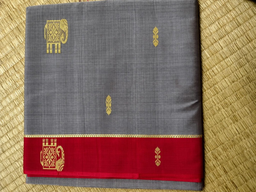 Grey Elephant Motif Saree