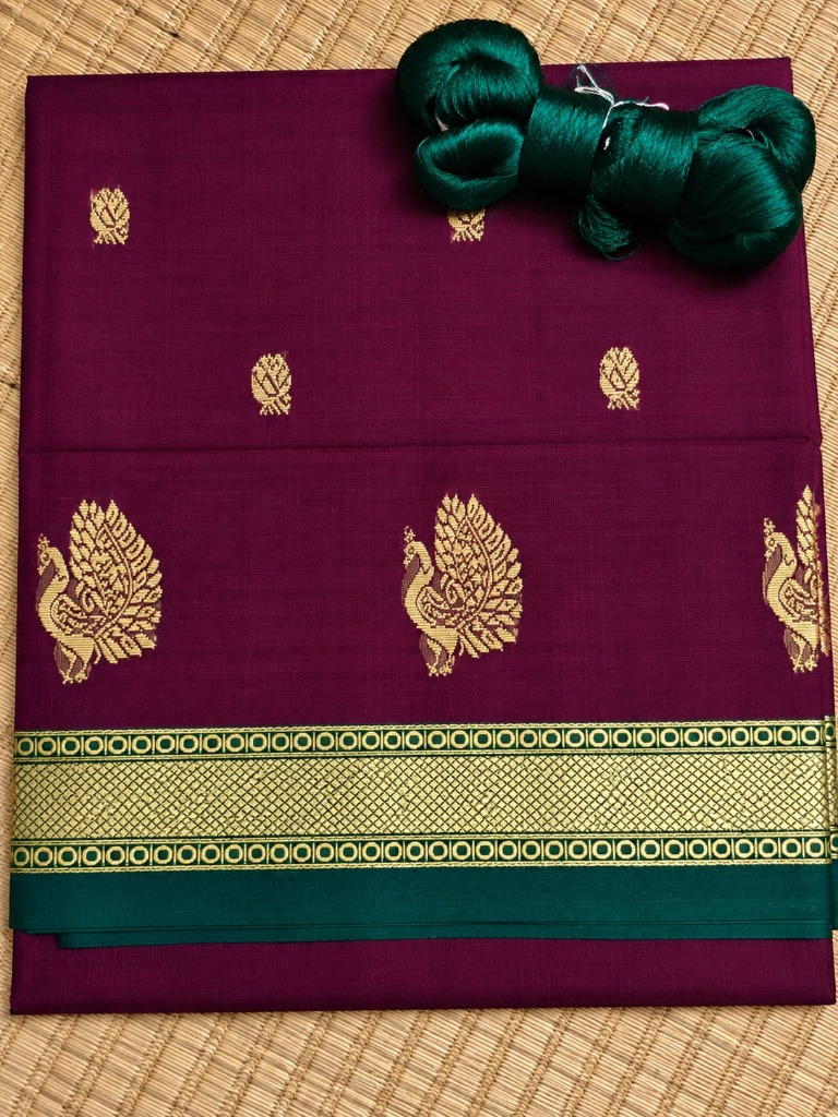 Magenta Peacock Saree