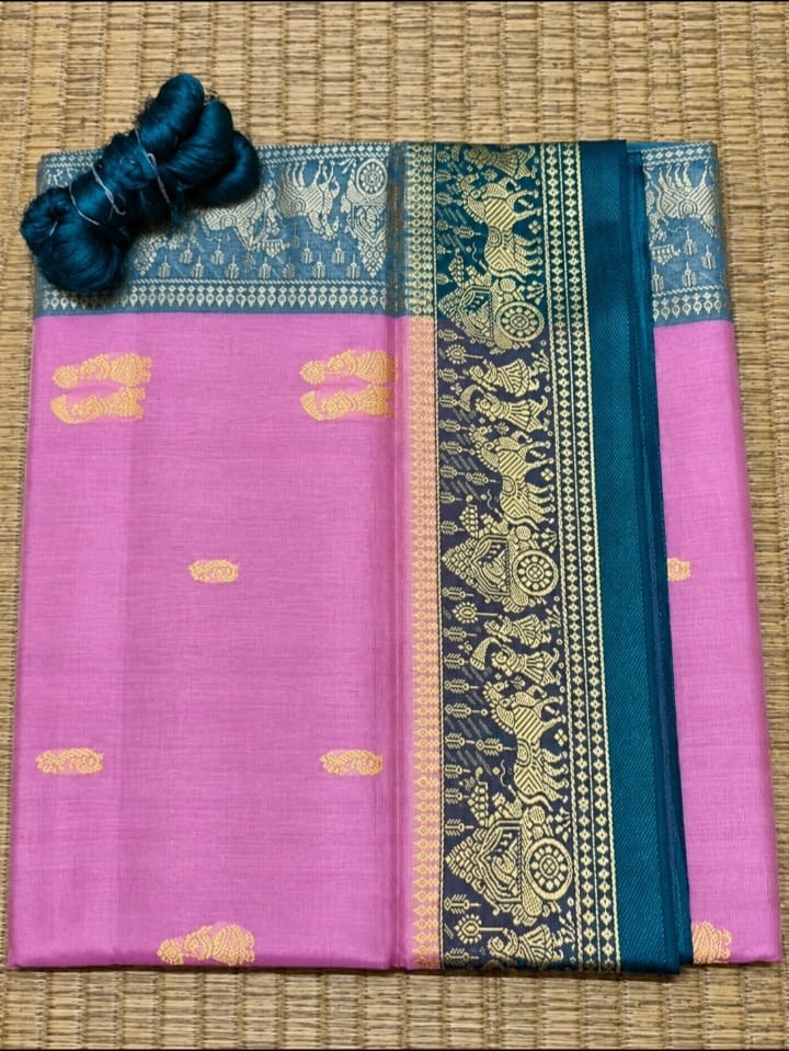 Pink and Blue Chariot Saree