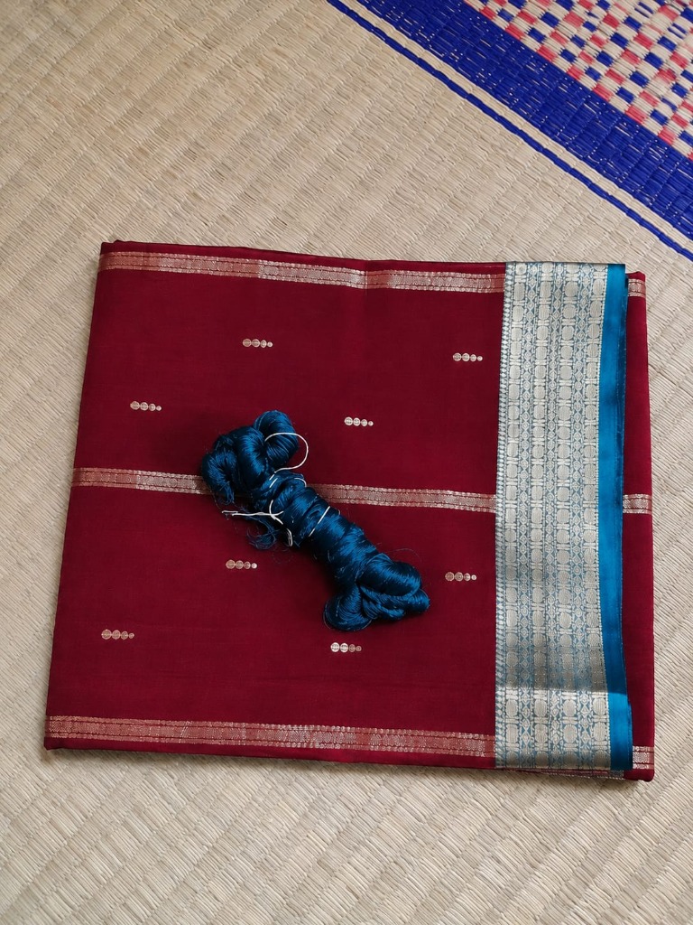 Maroon and Silver Saree