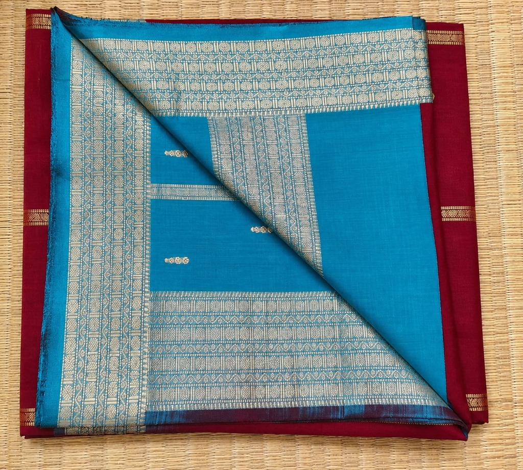 Maroon and Silver Saree Detail